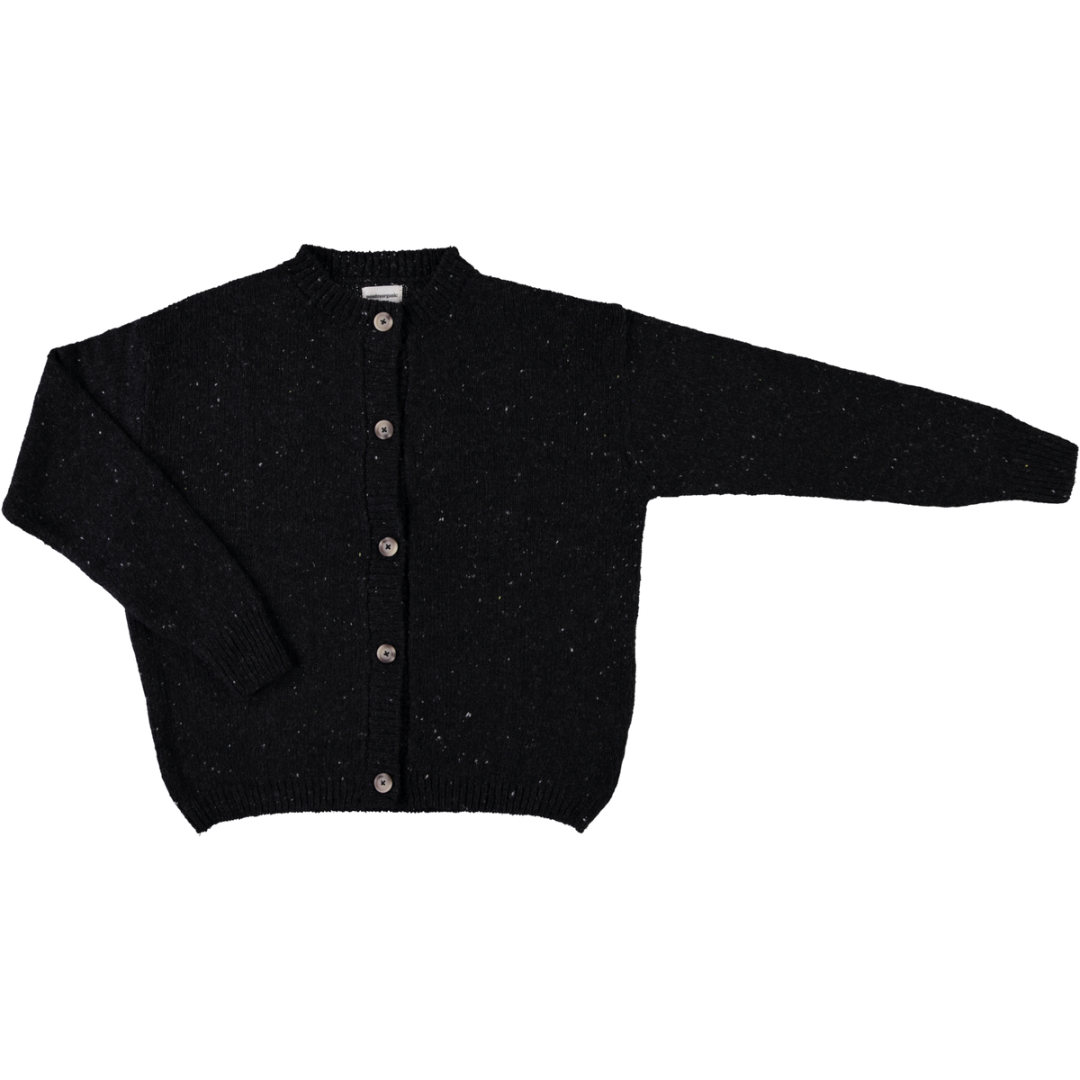 Cardigan Pétale Laine Speckled Black - Poudre Organic