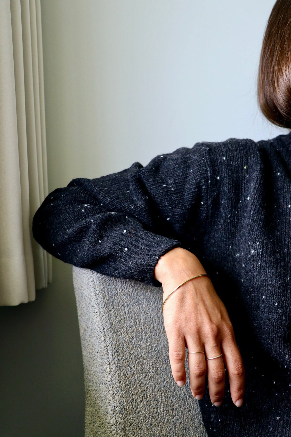 Cardigan Pétale Laine Speckled Black - Poudre Organic