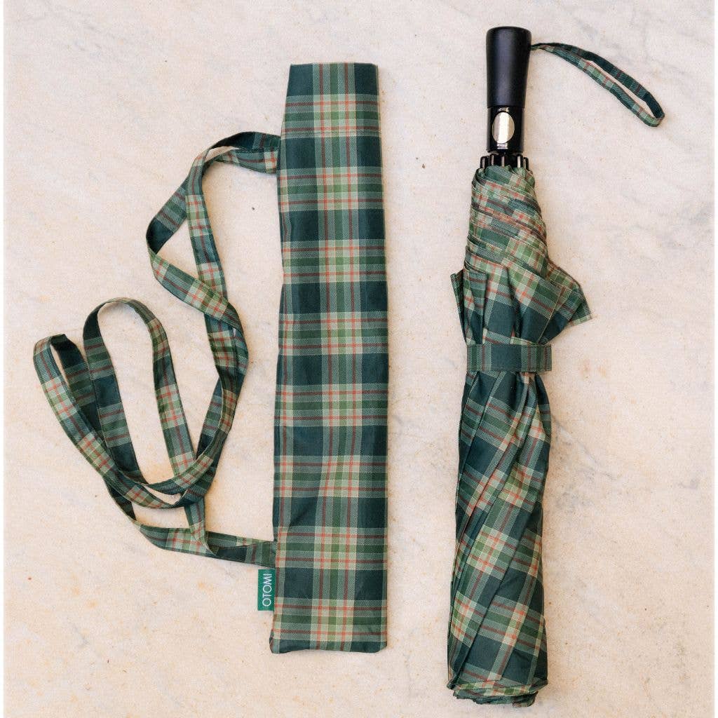 Parapluie pliable XL anti-vent - écossais vert