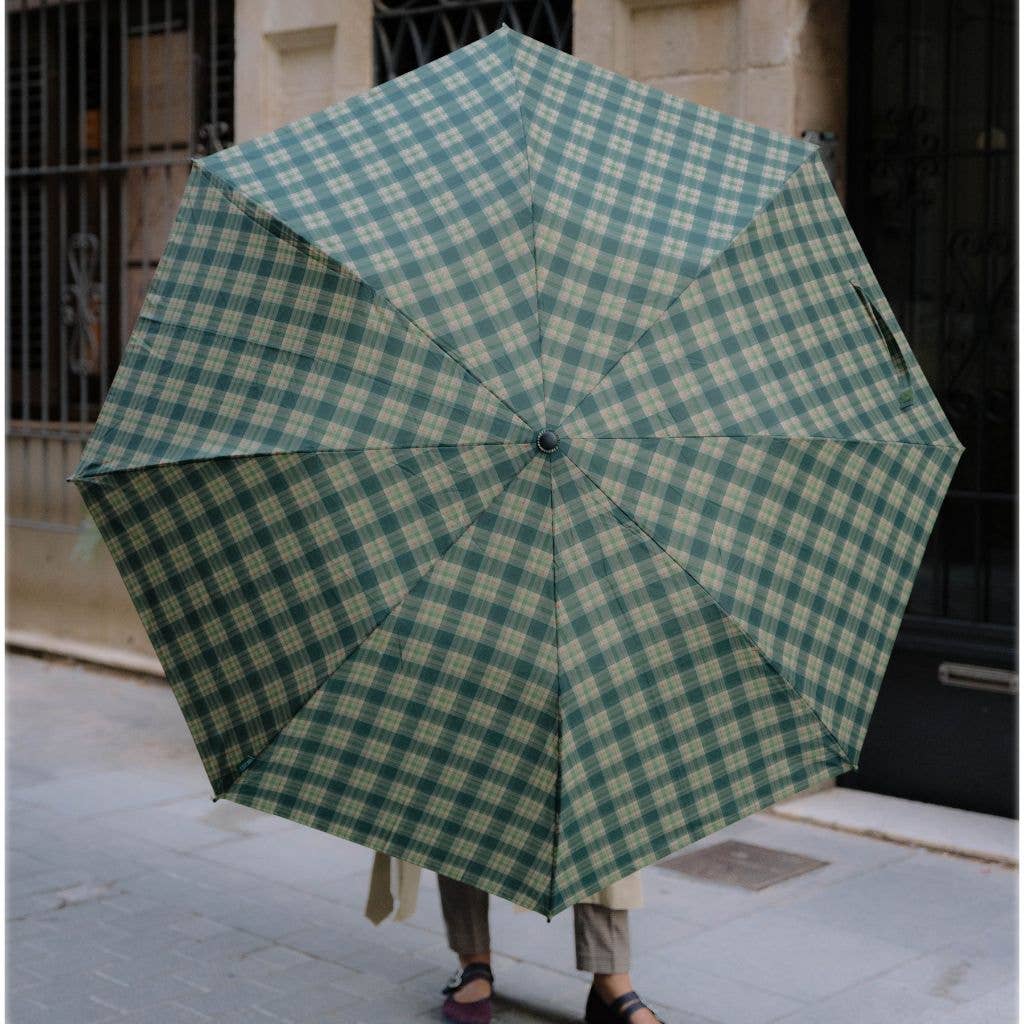 Parapluie pliable XL anti-vent - écossais vert