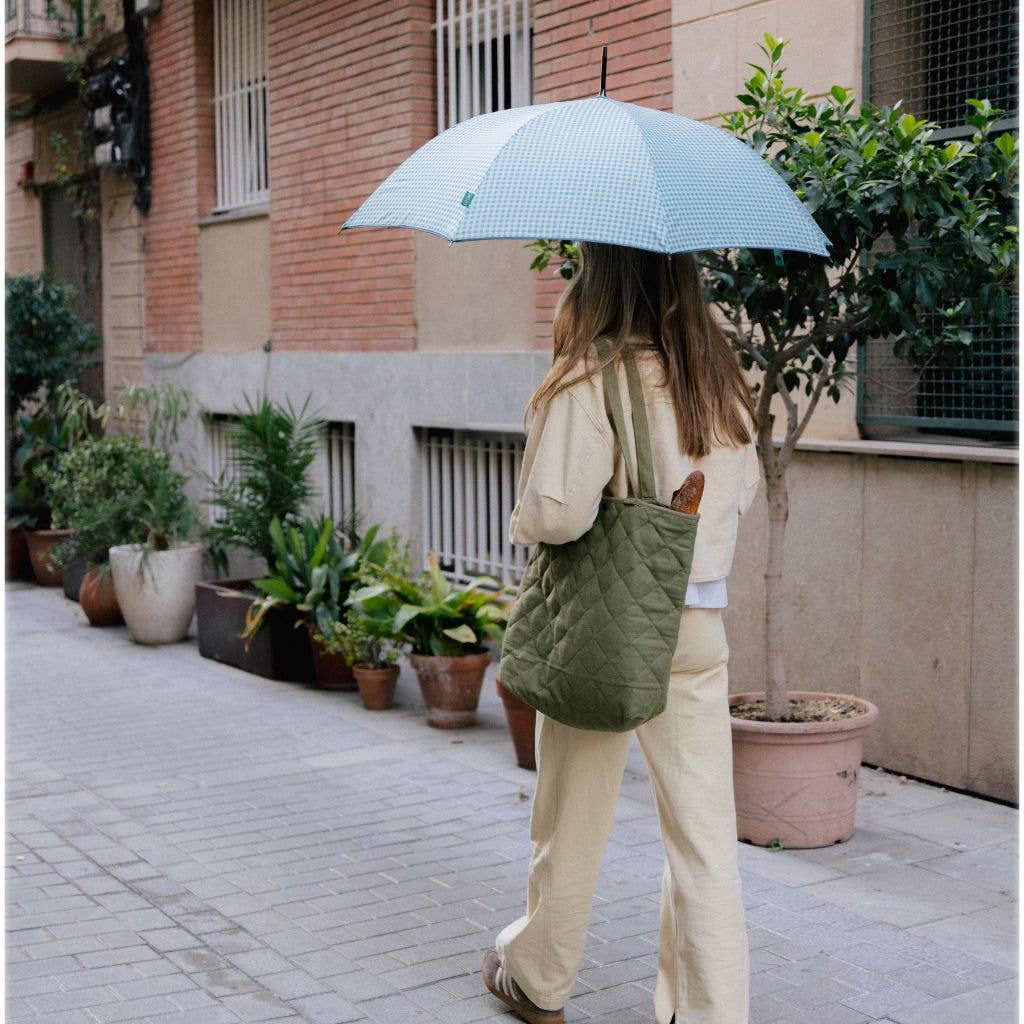 Parapluie long anti-vent - Vichy vert
