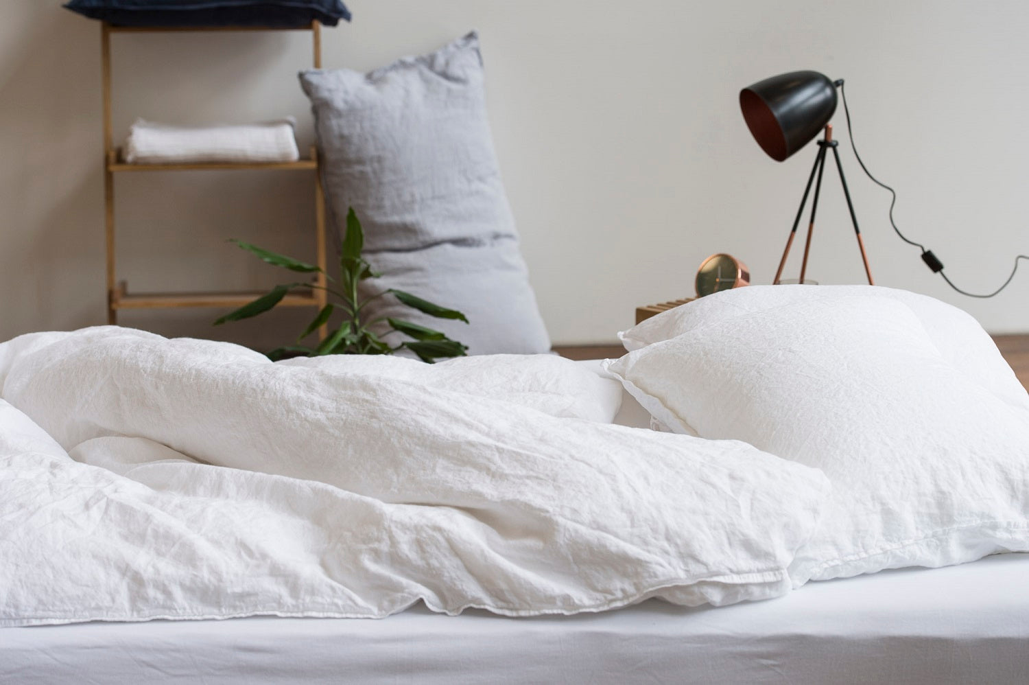 housse de couette en lin lavé blanc