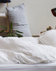 housse de couette en lin lavé blanc
