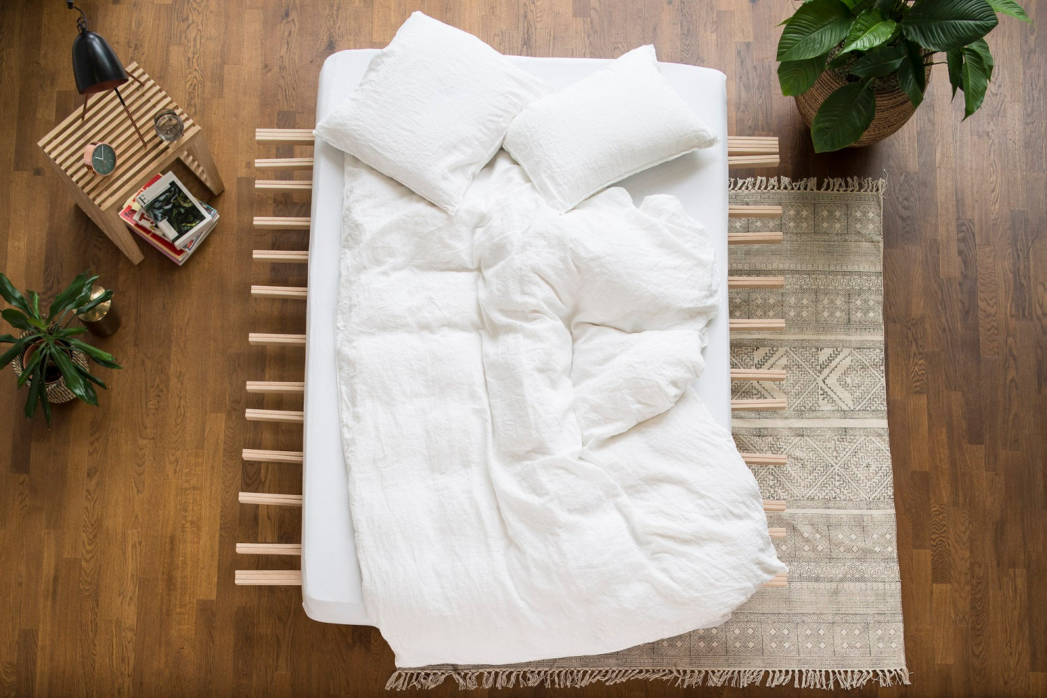 housse de couette en lin lavé blanc