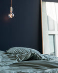 Housse de couette Louise percale de coton bio vert épicéa - lavie