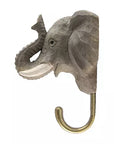 Patère murale animal bois sculpté à la main - Éléphant