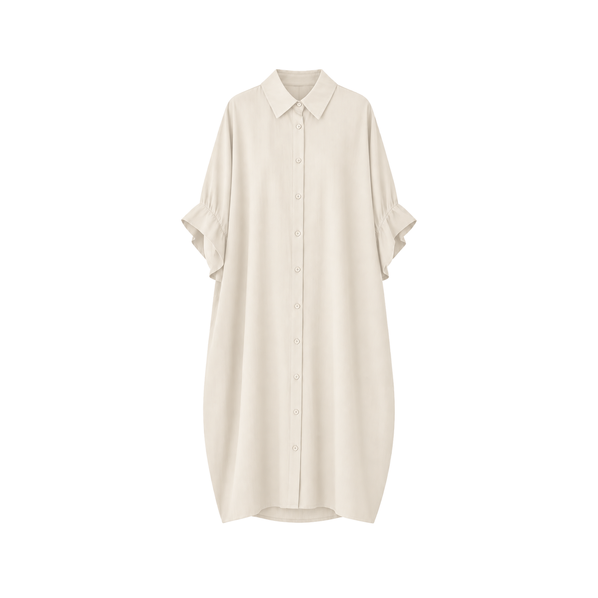 Robe chemise manche courte - amande