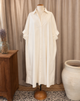 Robe chemise manche courte - amande