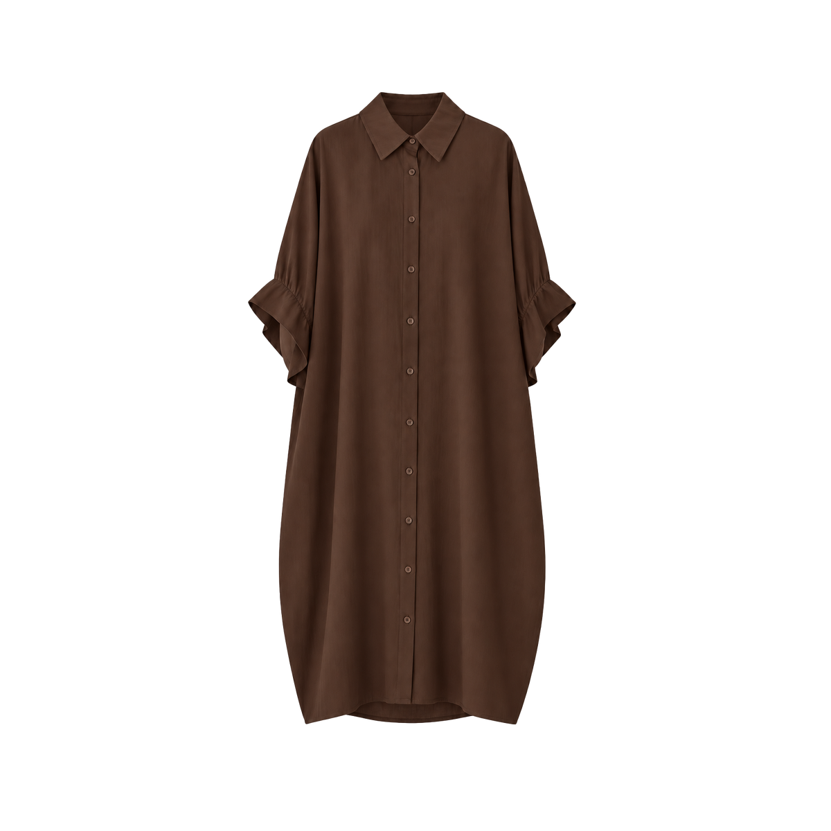 Robe chemise manche courte - chocolat