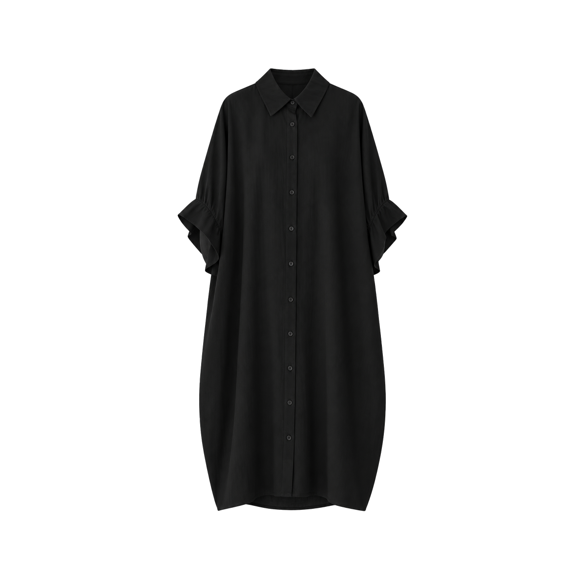 Robe chemise manche courte - noir
