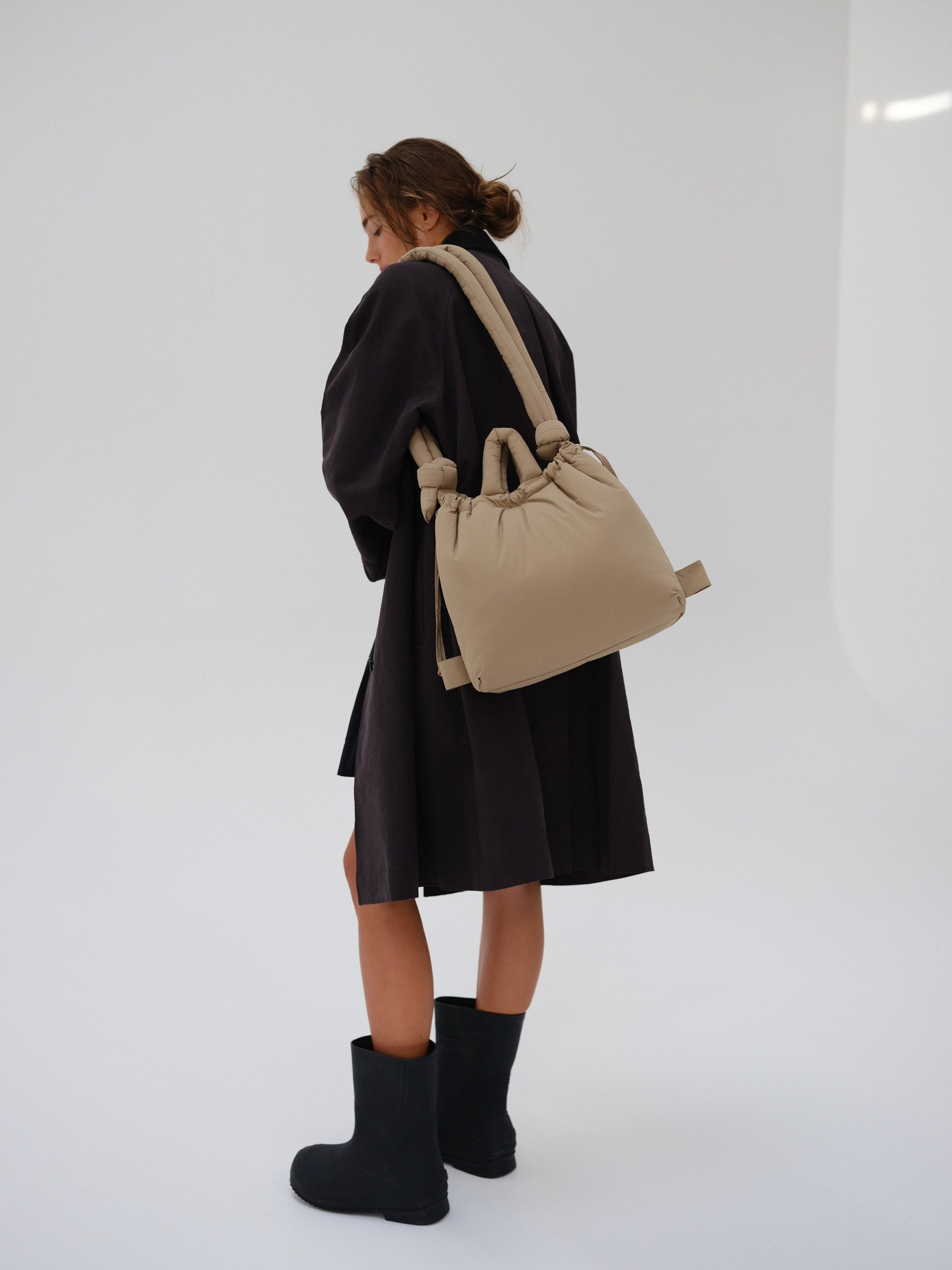 sac en nylon imperméable beige
